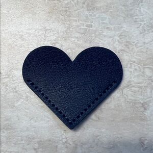 Navy Blue Leather Heart Bookmark